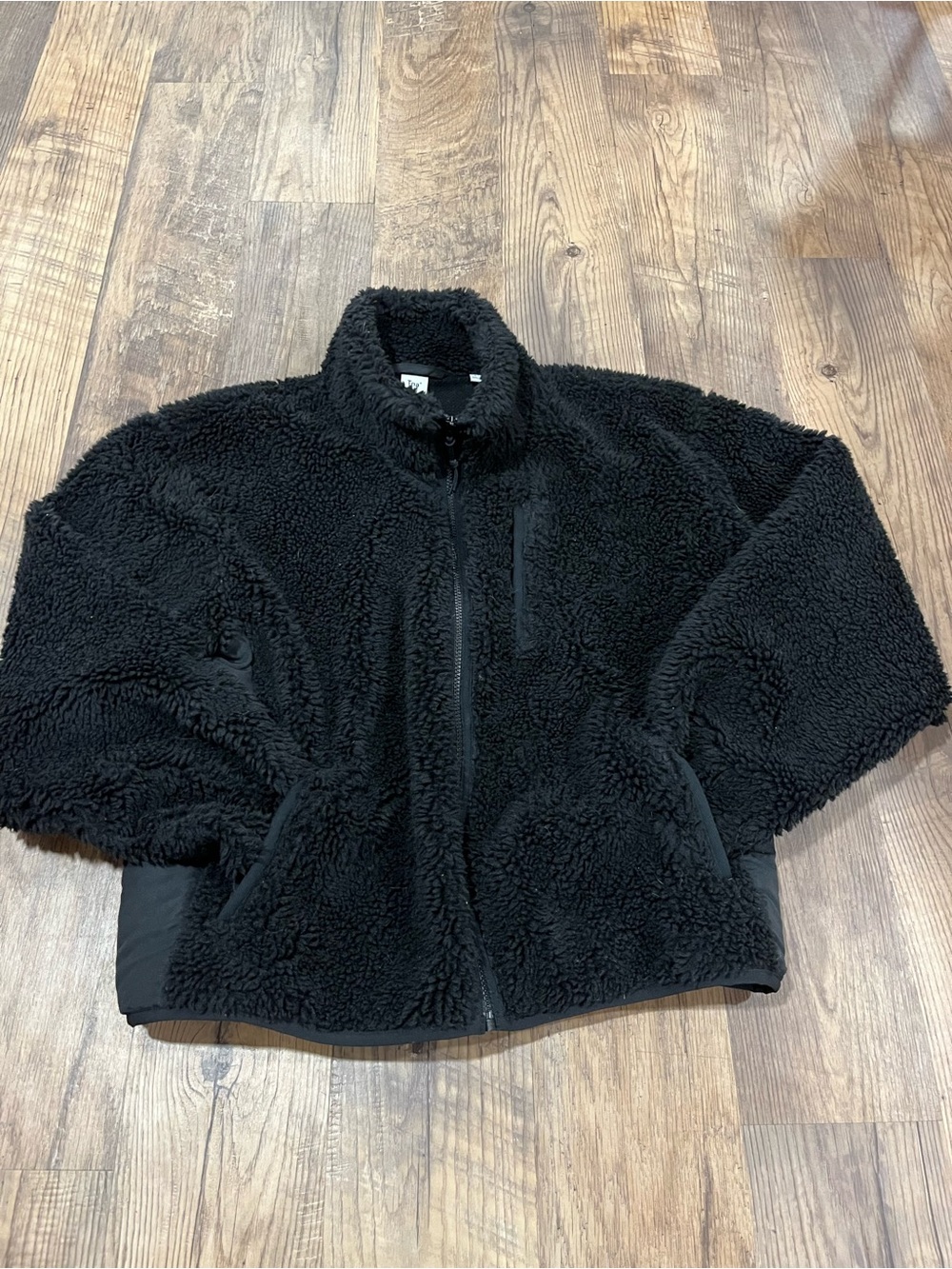 Women’s TNA Black Sherpa Zip-Front Jacket - Size Large